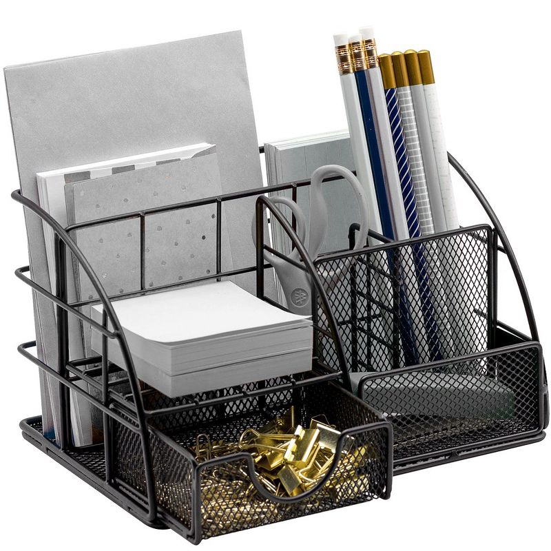 Sorbus Desk Organizer, All-in-One Stylish Mesh Desktop Caddy Includes Pen/Pencil Holder, Mail Organizer, and Sliding Drawer, Great for Home or Office, 1 of 12