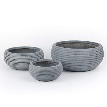 Aoodor Plant Pots with Drain Hole Set of 3, Flower Pots Outdoor&Indoor,Magnesium Oxide Planter