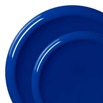 Smarty Had A Party Light Blue Flat Round Disposable Plastic Dinnerware Value Set (120 Dinner Plates + 120 Salad Plates)