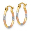 Black Bow Jewelry 1.5mm, Tri-Color Round Hoops in 14k Yellow Gold and Rhodium, 15mm - 2 of 4