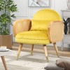 GustoWave Rattan Armrest Accent Rattan Chair, Dining Chairs Foam Upholstered Back Rest Seat with Metal Legs, Mid Century Armchair - 4 of 4