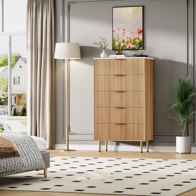 5 Drawer Dresser for Bedroom, Large Dresser Chest of Drawers, Tall Dresser Closet Organizer, Modern Chests of Drawers