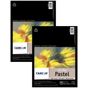 Canson Artist Series Mi-Teintes Pastel Pad, Gray Tones, Foldover Binding, 24 Sheet, 9x12 inch, Pack of 2 - 1 of 4