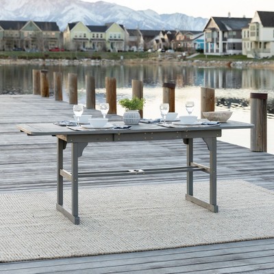 Grey Wash Acacia Wood Extendable Outdoor Dining Table