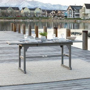 NicBex 79"/60" Outdoor Dining Table,Modern Rectangle Acacia Wood Patio Table with Butterfly Leaf for 4 to 6 Chairs,Outdoor Furniture,Brown/Gray - 1 of 4