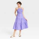 Women's Sleeveless Smocked Linen Midi Sundress - Universal Thread™