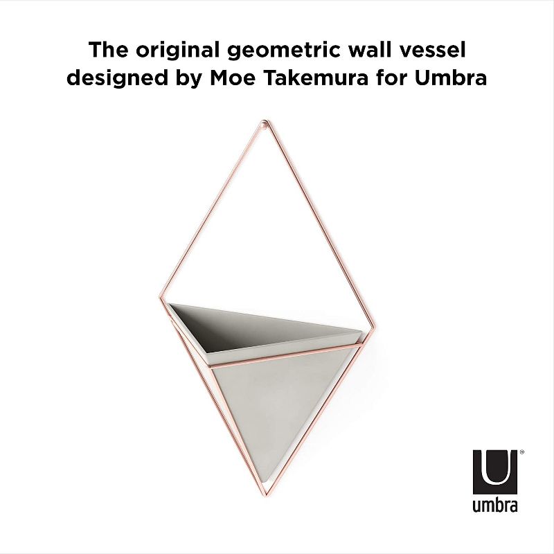 Umbra Trigg Hanging Planter Vase & Geometric Wall Decor - Great For Plants, Large, Concrete/Copper, 4 of 9
