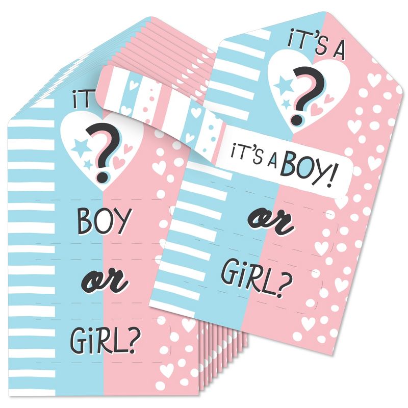 Big Dot of Happiness Boy Baby Gender Reveal - Party Game Pickle Cards - Team Boy or Girl Pull Tabs - Set of 12, 1 of 6
