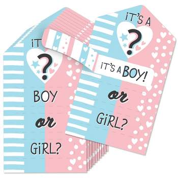 Big Dot of Happiness Boy Baby Gender Reveal - Party Game Pickle Cards - Team Boy or Girl Pull Tabs - Set of 12