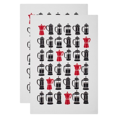 2pk French Press Kitchen Towel White/Black - MU Kitchen