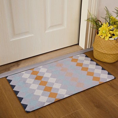 VECELO Front Door Mat Welcome Mat, Absorbent Muddy Kitchen Rugs, Non-Slip Rubber Backing Doormat