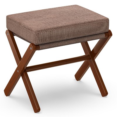 Foldable Foot Stool Ottoman, Modern Foot Rest with Bamboo X Legs & Thick Foam Cushion, Folding Foot Stools Small Padded for Bedroom Living Room