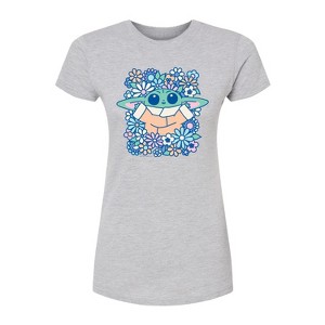 Women's - The Mandalorian - Grogu Flowers Fitted Graphic T-Shirt - 1 of 2
