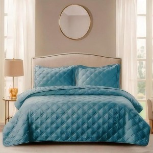 Evo Bytes Down Alternative Quilted Oversized 3 Piece Comforter Set - 1 of 4