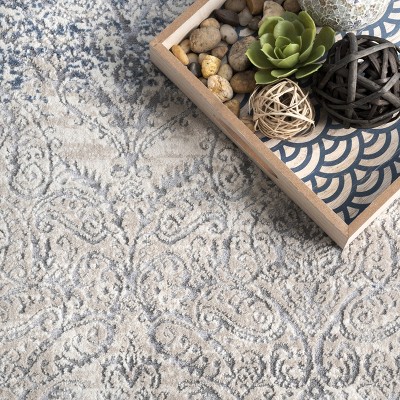 Eco-Friendly Abstract Silver 4' x 6' Synthetic Area Rug