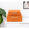 HomeRoots Set Of Two Orange Faux Shagreen Jewelry Boxes With Decorative Hardware - 2 of 4