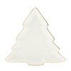 Ceramic Pine Tree Trinket Dish 6.5" Elegant Porcelain Christmas Tableware Set of 6 White Gold by Melrose - 2 of 3