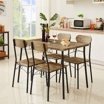 VECELO Kitchen Dining Room Set Wooden Rectangular Table for Breakfast Nook