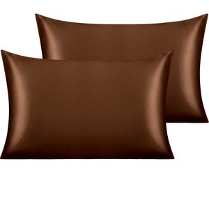 2 Pack Satin Pillowcases for Hair and Skin, Luxurious and Silky Pillow Cases with Envelope Closure - NTBAY - 1 of 4