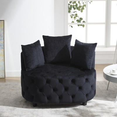 Elegant and Comfortable Velvet Accent Chair, Skin-Friendly, Ergonomic Design, Leisure Sofa Barrel Chair for Living Room, Small Spaces - Armless