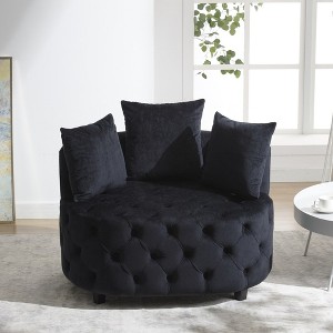 Elegant and Comfortable Velvet Accent Chair, Skin-Friendly, Ergonomic Design, Leisure Sofa Barrel Chair for Living Room, Small Spaces - Armless - 1 of 4