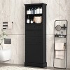 67.3 in. White Tall Storage Cabinet with 3 Drawers and Adjustable Shelves for Bathroom, Study, Office and Interior, MDF Board with Painted Finish - 3 of 4