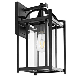 Portar Outdoor Wall Lantern - PLT4008 - Clear/Black - Safavieh - 1 of 4