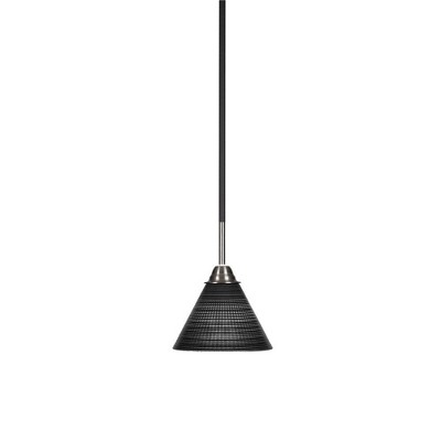 Toltec Lighting Paramount 1 - Light Pendant in  Matte Black/Brushed Nickel with 7" Black Matrix Shade
