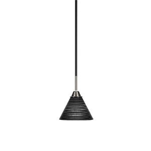 Toltec Lighting Paramount 1 - Light Pendant in  Matte Black/Brushed Nickel with 7" Black Matrix Shade - 1 of 1