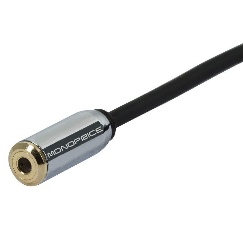 Monoprice Audio Cable - 12 Feet - Black | 3.5mm Male Plug to 3.5mm Female Jack for Mobile, Gold Plated, 4 of 5