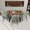 Gulches 5-Piece Mid-Century Dining Set - 55" Dark Wood MDF Rectangular Table with Metal Base + 4 Suede Upholstered Chairs, Modern Industrial Style - 4 of 4