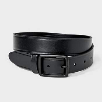 Men's Reversible Tension Plaque Buckle Dress Belt - Goodfellow & Co™ Black M