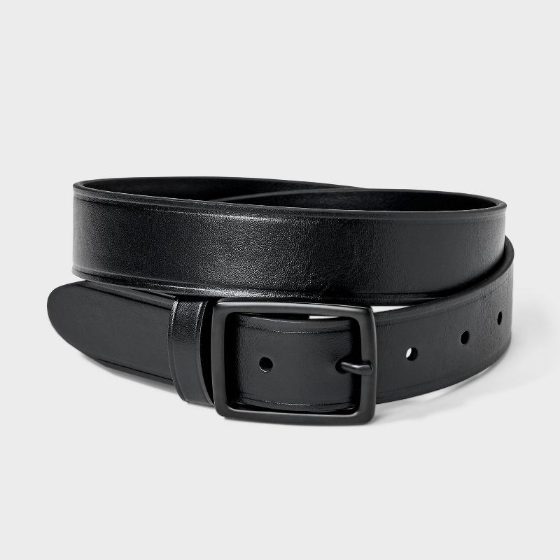 Men's Sleek Square Center Bar Buckle Belt - Goodfellow & Co™ Black M