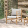 vidaXL Durable Natural Finish Bamboo Patio Sofa with Light Gray Cushions - Comfortable Seating with Backrest, Easy Assembly, and Modular Design. - image 2 of 4