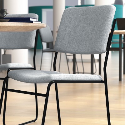Versatile Armless Stacking Swivel Chair in Gray with Metal Frame