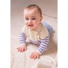Stellou & Friends 100% Cotton Striped  Long Sleeve Crew Neck Sweater w/ Shoulder Buttons  - 18-24 Months / White with Periwinkle Stripes - 2 of 4