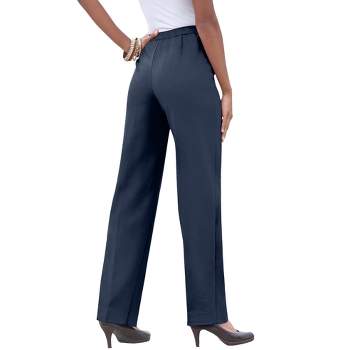 Roaman's Women's Plus Size Straight-Leg Ultimate Ponte Pant - 12 W, Blue at   Women's Clothing store