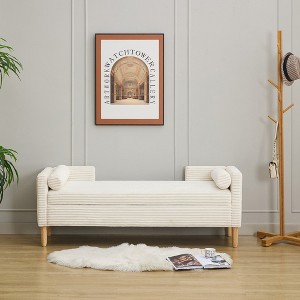 Bella Depot 65.35"W Corduroy Storage Bench with Armrests and Two bolster Pillows for Living Room, Entryway and Bedroom - 1 of 4