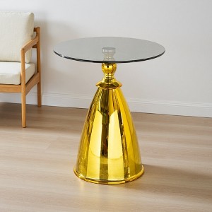 Small Grey Glass Coffee Table with Carbon Steel Legs - 1 of 4