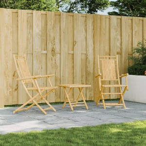 vidaXL Folding Patio Chairs 2 pcs 20.9"x26"x39" Bamboo - 1 of 4