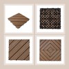 11 Pieces of 11.7" x 11.7" Textured Plastic Wood Deck Tiles for Outdoor Terrace Flooring, Brown - 3 of 4