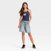 Women's Star Flag Graphic Tank Top with Lace Trim - Navy Blue - 3 of 3