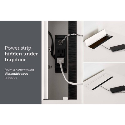 White Scandinavian Computer Desk with Power Outlet and USB Ports