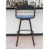 HomeRoots 31" Blue and Black Fabric with Metal Swivel Bar Height Bar Chair - 2 of 4