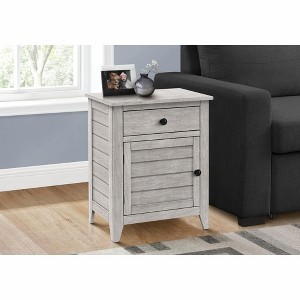 Monarch Specialties Accent Table Nightstand Storage Drawer End Side Table Bedroom Lamp Storage Grey Veneer Transitional - 1 of 4