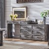 69" Vanity Tables with Glass Top & Led Mirror, Farmhouse Makeup Table with 9 Drawers, Rustic Vanity Desk for Bedroom - 2 of 4