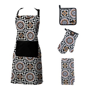Evideco French Home Goods 4-Piece Kitchen Accessories Set: Includes Apron, Oven Mitt, Pot Holder, and Towel - 1 of 4