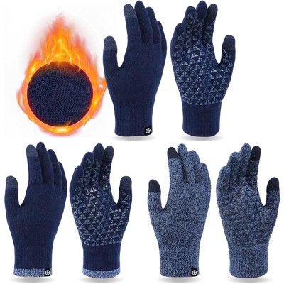 Zuppad 3 Pairs Winter Gloves for Women Men Touch Screen Elastic Knit Thermal Anti slip Gloves for Cold Weather