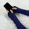 Allegra K Women's Stripe Print Knitted Fingerless Elbow Length Gloves Warmers One Size 1 Pair - 4 of 4