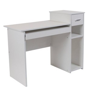 Highland Computer Desk with Shelf White - Riverstone Furniture